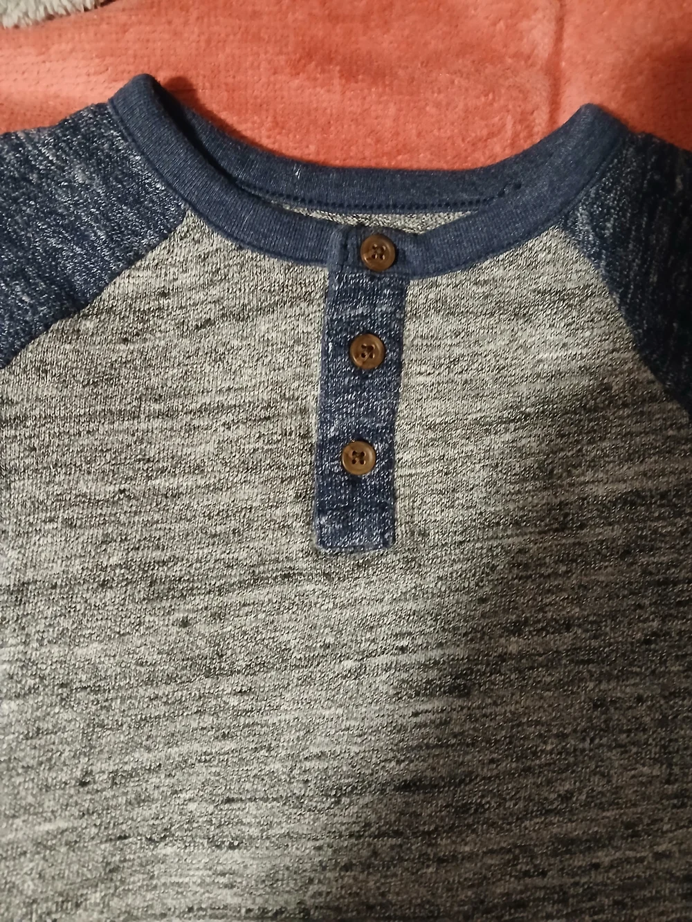 Old Navy Boys Long-Sleeve Henley Top - Red/Charcoal & Blue/Gray Set